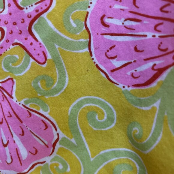 VTG Lilly Pulitzer Reversible Skirt Yellow Pink Shells Patchwork Wrap Preppy - Picture 6 of 9